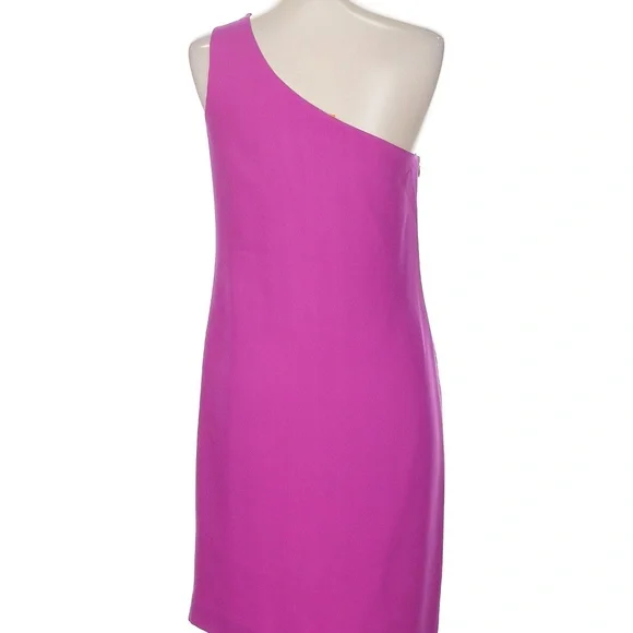 Tory Burch One Shoulder Mini Dress Magenta Fuchsia Pink Cocktail Party 6 Dress - Picture 4 of 5